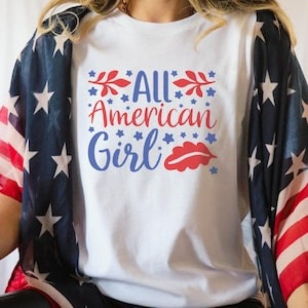 All American Girl T-shirt, Happy Independence Day Shirt - Picture 1 of 4